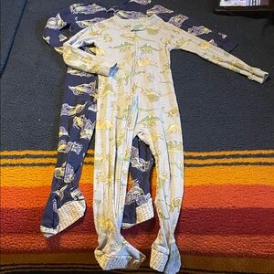 Carter's Blue Dinosaur and race cars pajama Footies bundle of 2